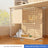 Indoor plastic cat cage with litter area and cat bed, view 36