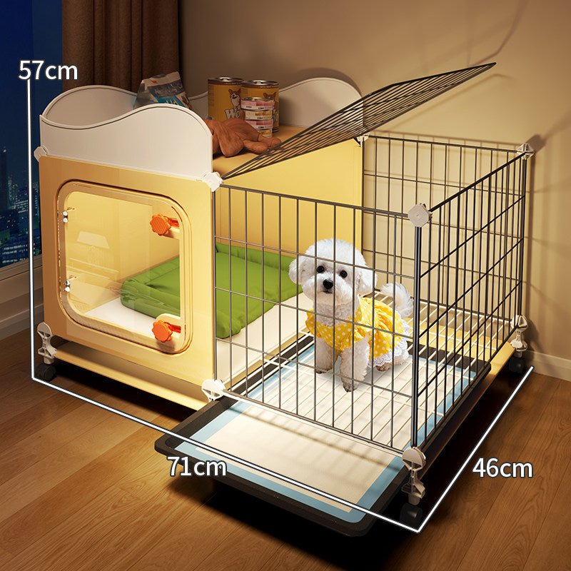 Indoor dog cage with tray, product overview photo