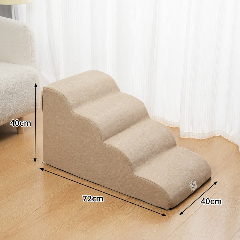 Sky blue three-step dog stairs with removable cover