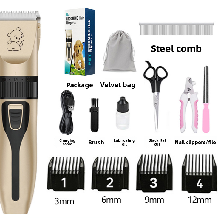 Cordless Pet Hair Clipper with Upgraded Ceramic Blade and Combs