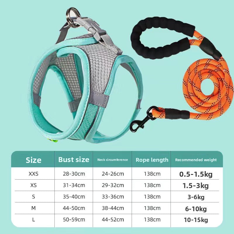 Reflective mesh cat harness with lead in green and grey, product image 27