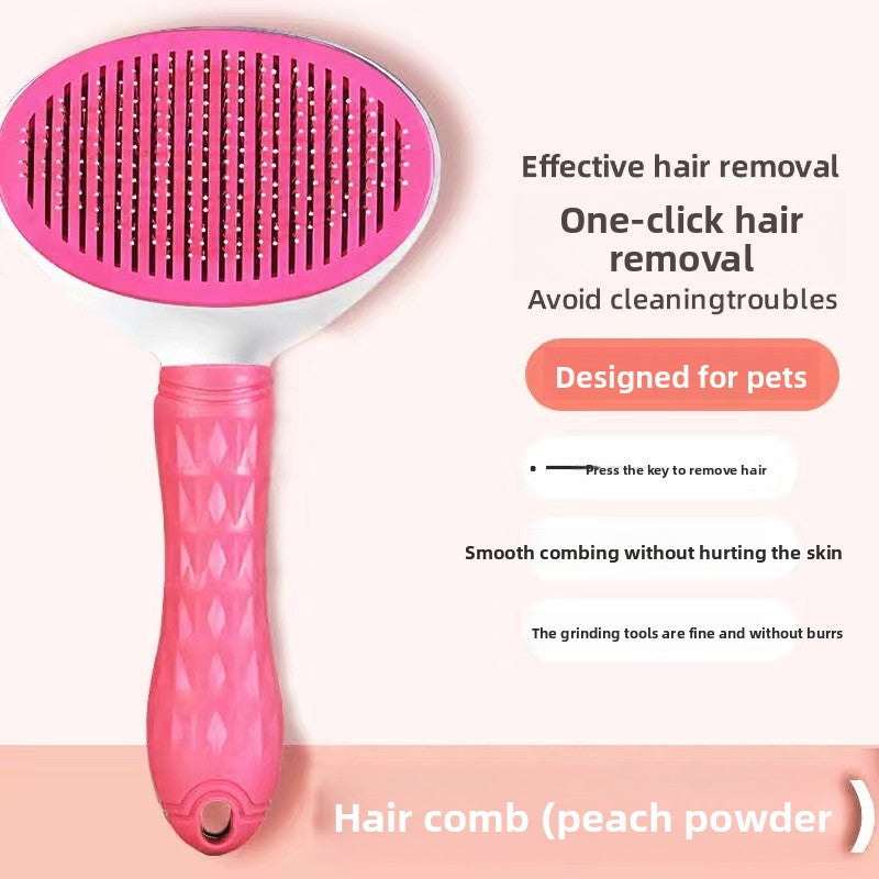 Press-to-Release Self-Cleaning Pet Comb with Protective Beads