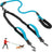 Tangle free two dog lead with poo bag holder in orange