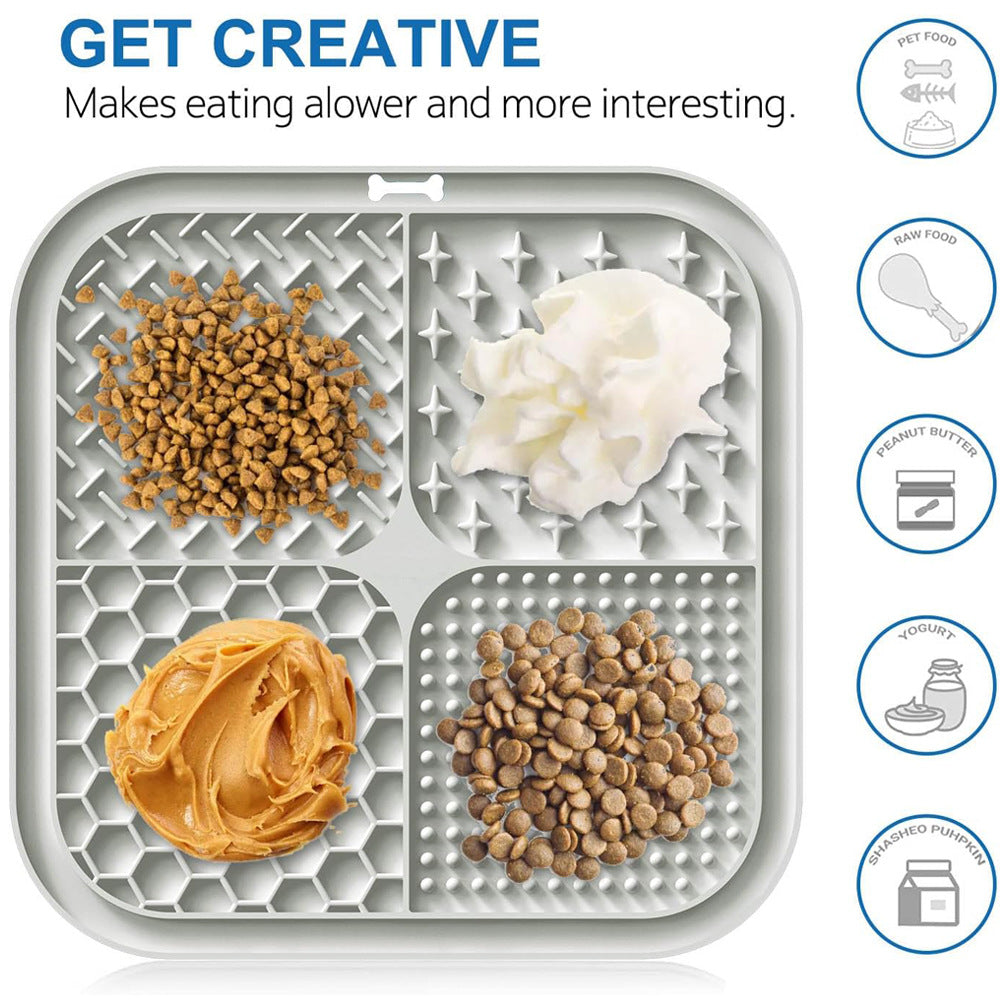 Food-Grade Silicone Pet Lick Mat with Suction Base and Scraper or Brush Accessory Options