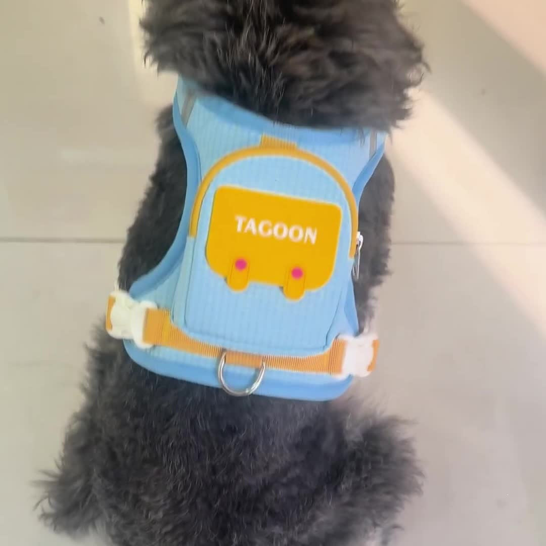 Lightweight dog backpack harness with mesh back, available in 4 colours, image 1