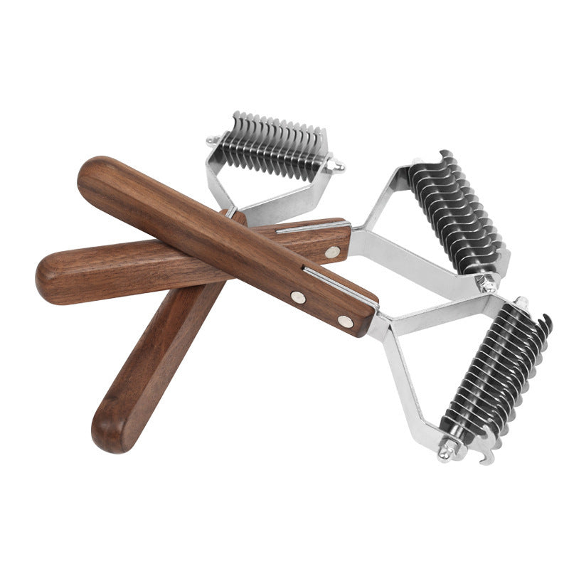 Walnut Wood Pet Comb for Detangling, Single or Double Sided