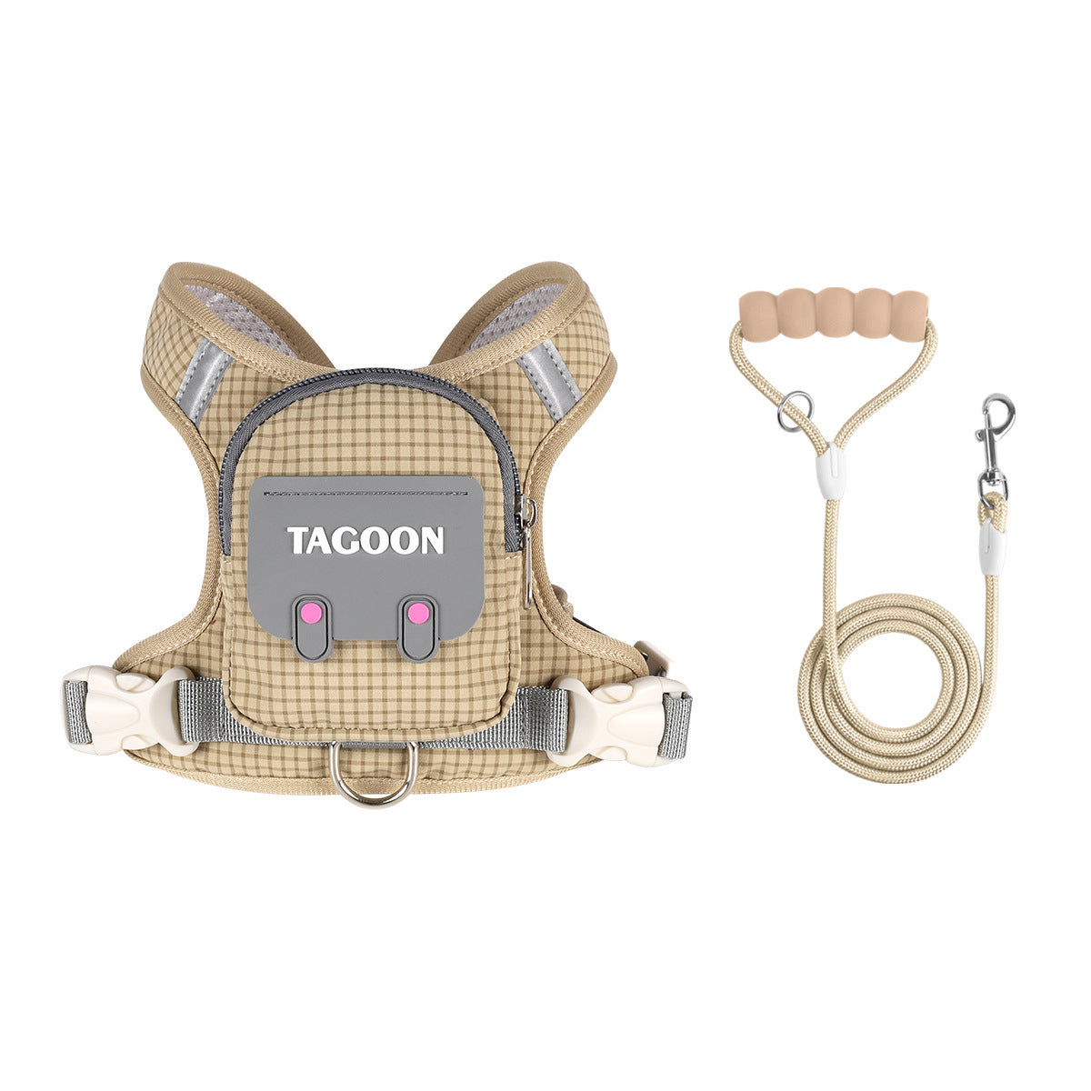 Breathable dog harness with built-in waste bag pouch, product image 35