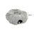 Grey donut tunnel plush cat bed with hanging ball, view 2