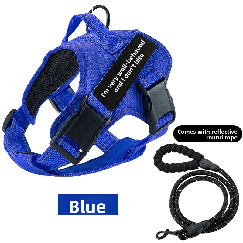 Vest dog harness with braided rope lead set in red, product image 16
