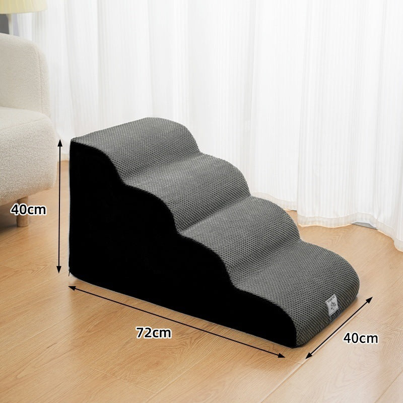 Grey foam pet stairs with non-slip washable cover, photo 14