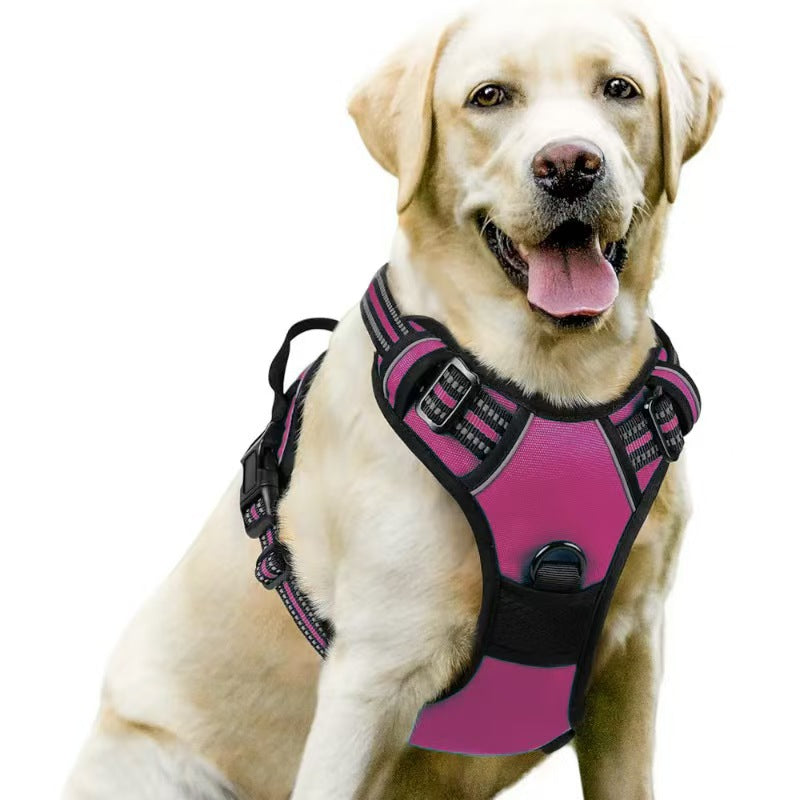 Adjustable dog harness and lead set shown in ten colours