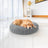 Chenille donut pet bed in khaki with raised rim