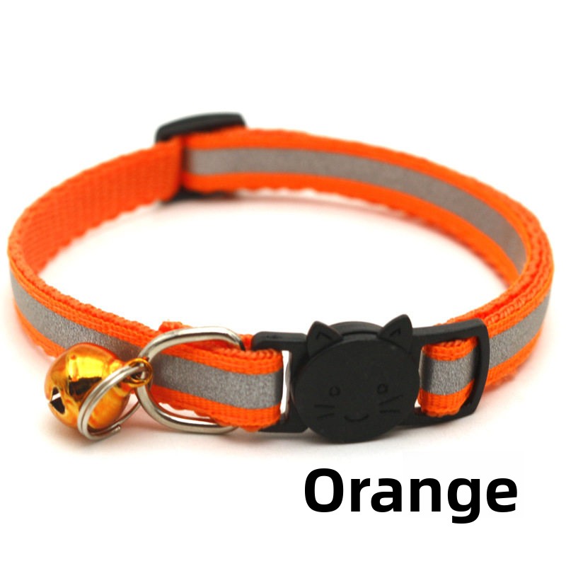 Striped reflective cat collar with bell in 14 colour options
