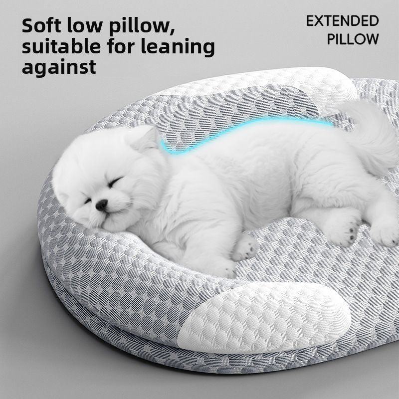 Summer dog bed with removable ice-feel cooling pad in grey, photo 2
