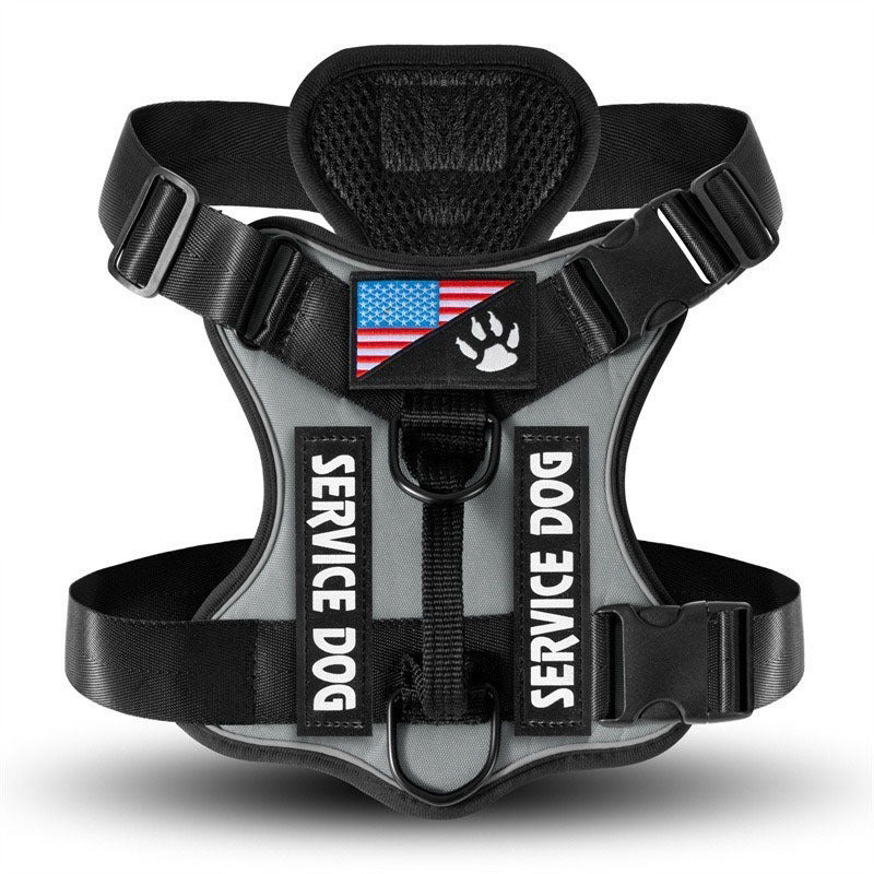 Reflective tactical dog harness and lead set, available from Pet Royale UK