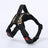 Breathable adjustable dog harness with reflective lead in Leopard Print, showing size and shape
