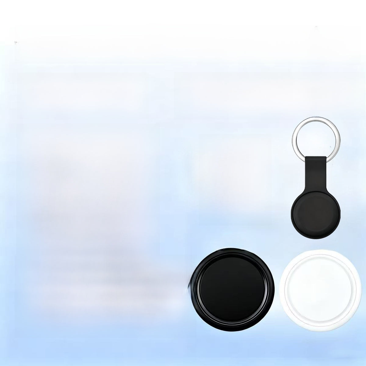 Compact white Bluetooth pet locator tag with silicone case, product image 3