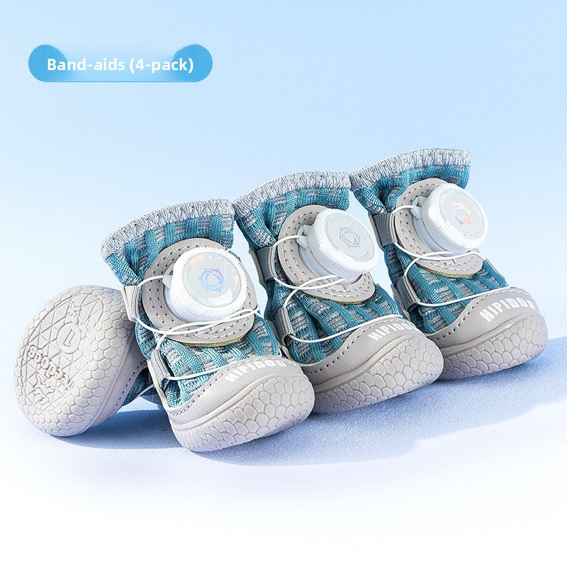Breathable mesh dog shoes with anti-slip sole in Rock Yellow Pair, material detail