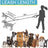 Multi dog retractable lead in black, orange and blue