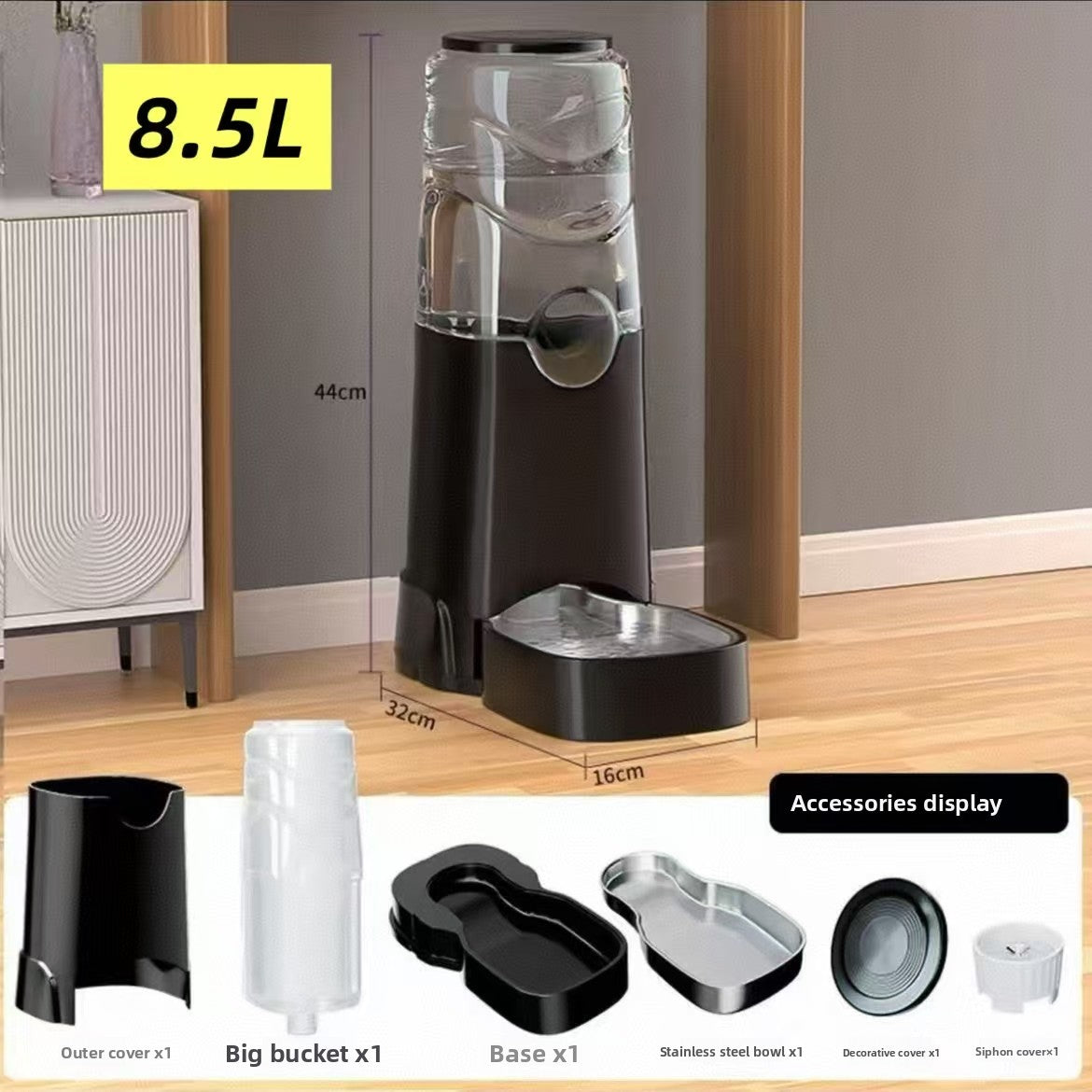 Gravity Pet Water Dispenser and Food Feeder Set for Cats and Dogs, 3.3L to 8.5L