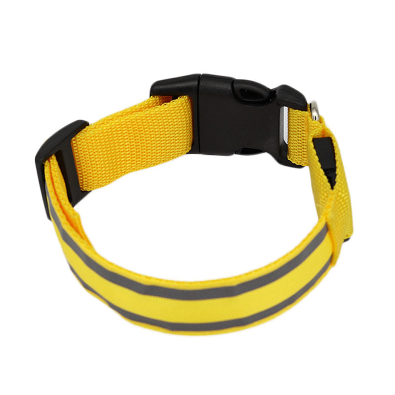 Light up dog collar with reflective strip glowing at night, product image 63