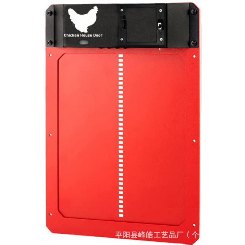 Red automatic chicken coop door with light sensor, photo 8