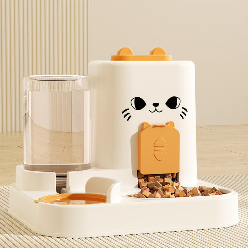 Transparent Automatic Cat Feeder Bowl with Water Dispenser in Cat Ear and Flat Top Styles