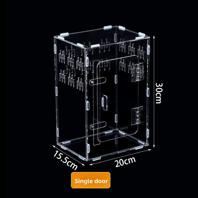 Ventilated acrylic enclosure for spiders and small reptiles, further angle view