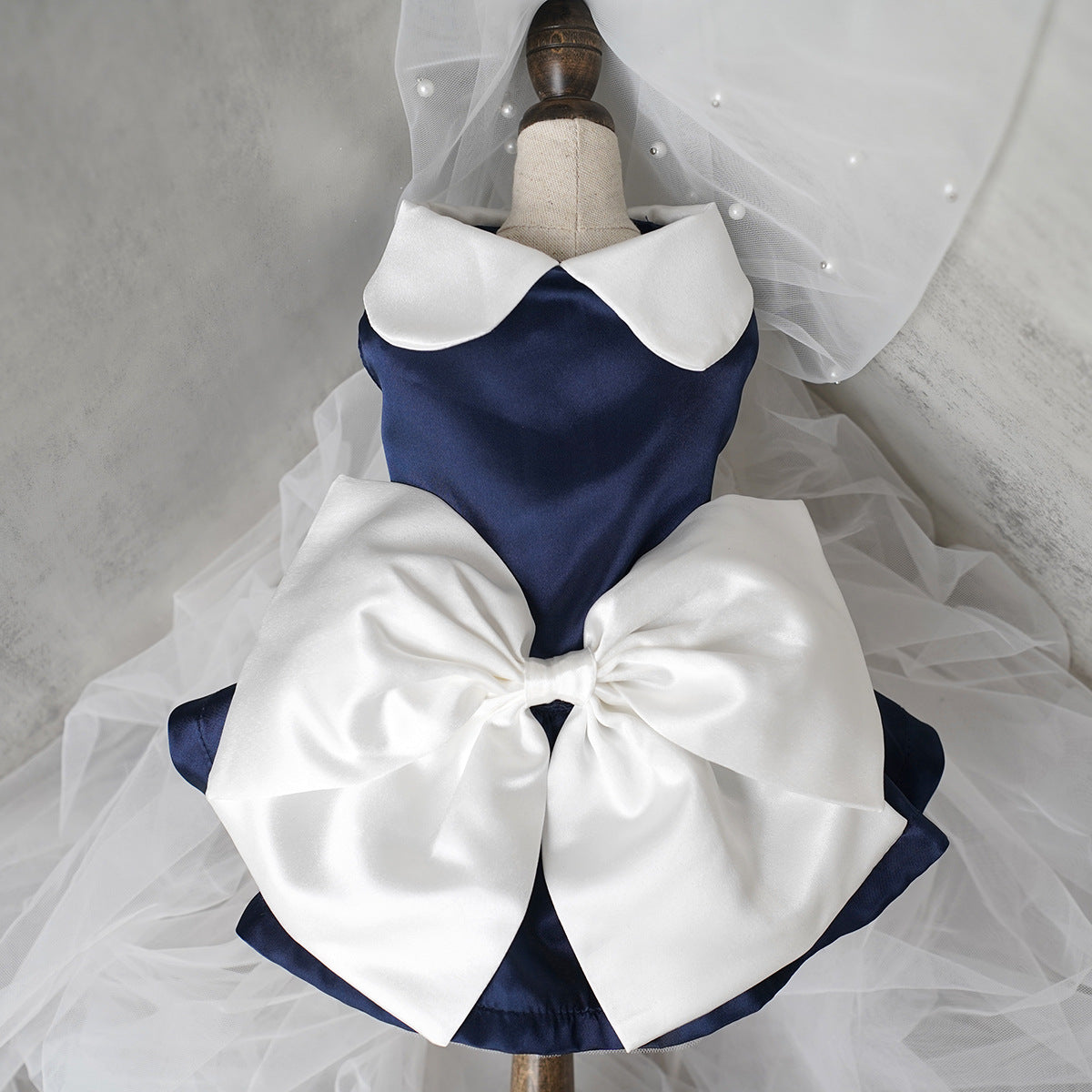 Navy princess wedding dress for dogs, in Navy Blue, image 4