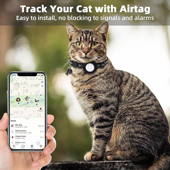 Reflective silicone AirTag holder for pet collars, tag not included, product image 2