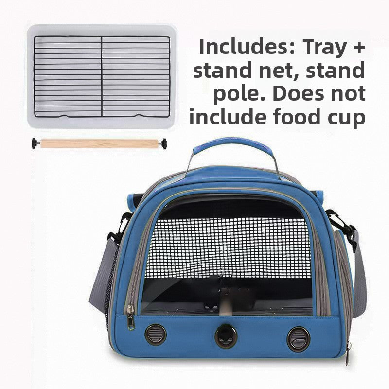 Green breathable bird carrier shoulder bag with mesh windows, view 16