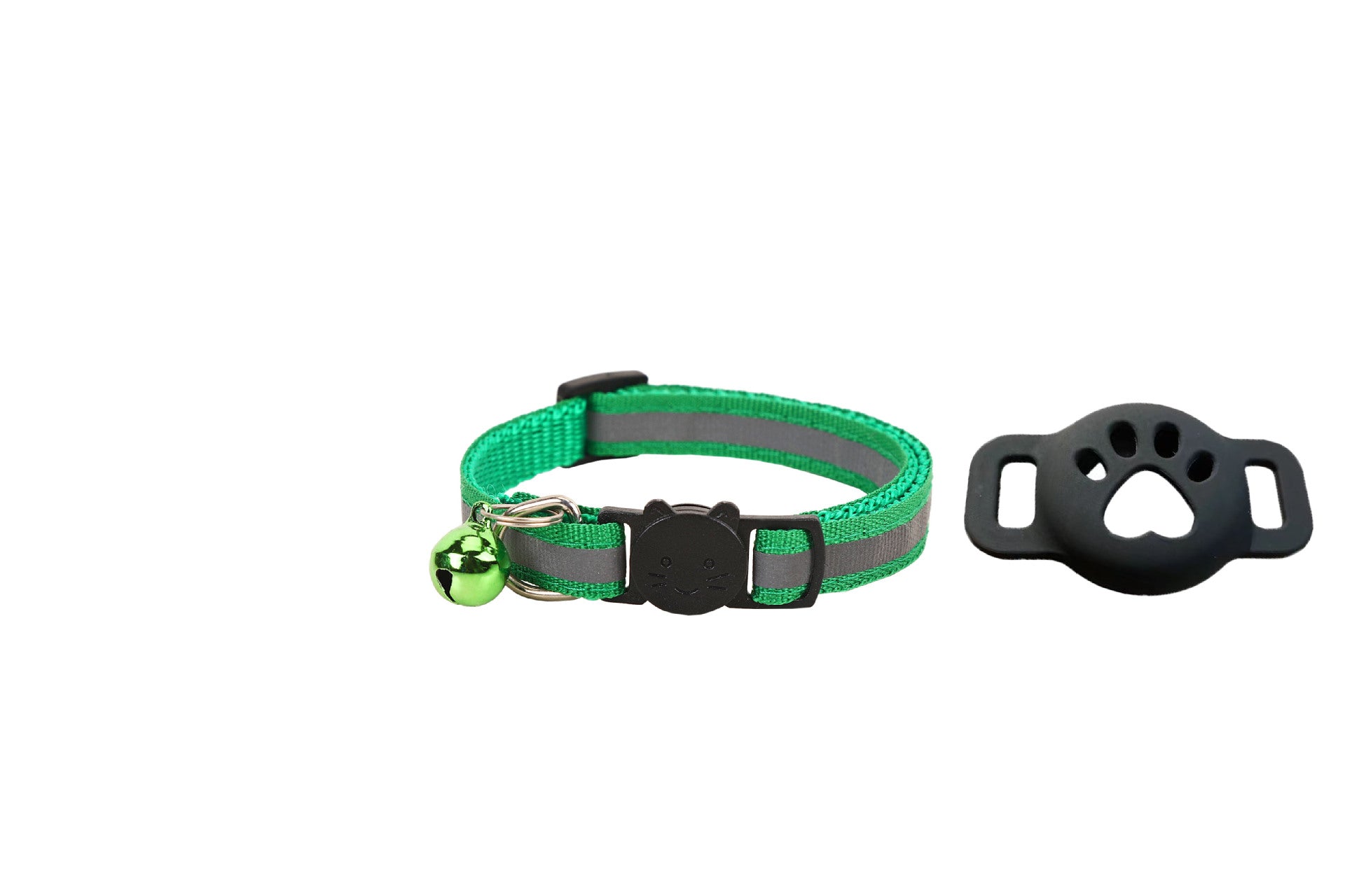 Reflective breakaway cat collar with silicone AirTag holder sleeve and bell, view 24