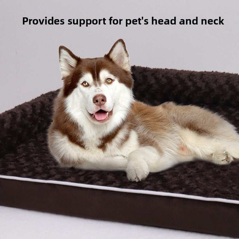 Light grey large dog sofa bed with bolster sides and removable cover, photo 2