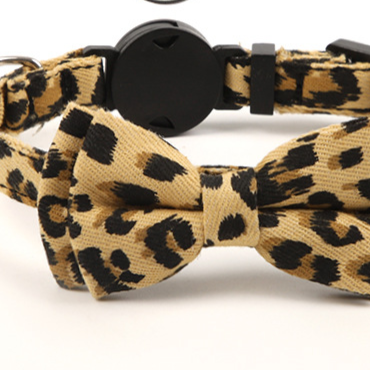 Leopard print cotton cat collar with QR code ID tag, product image 7