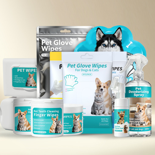 Pet Grooming Wipes and Disposable Gloves Kit for Cats and Dogs