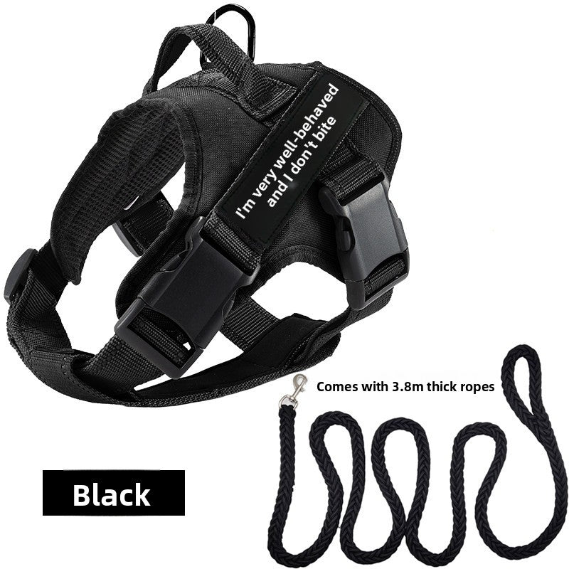 Vest dog harness with braided rope lead set in red, product image 43