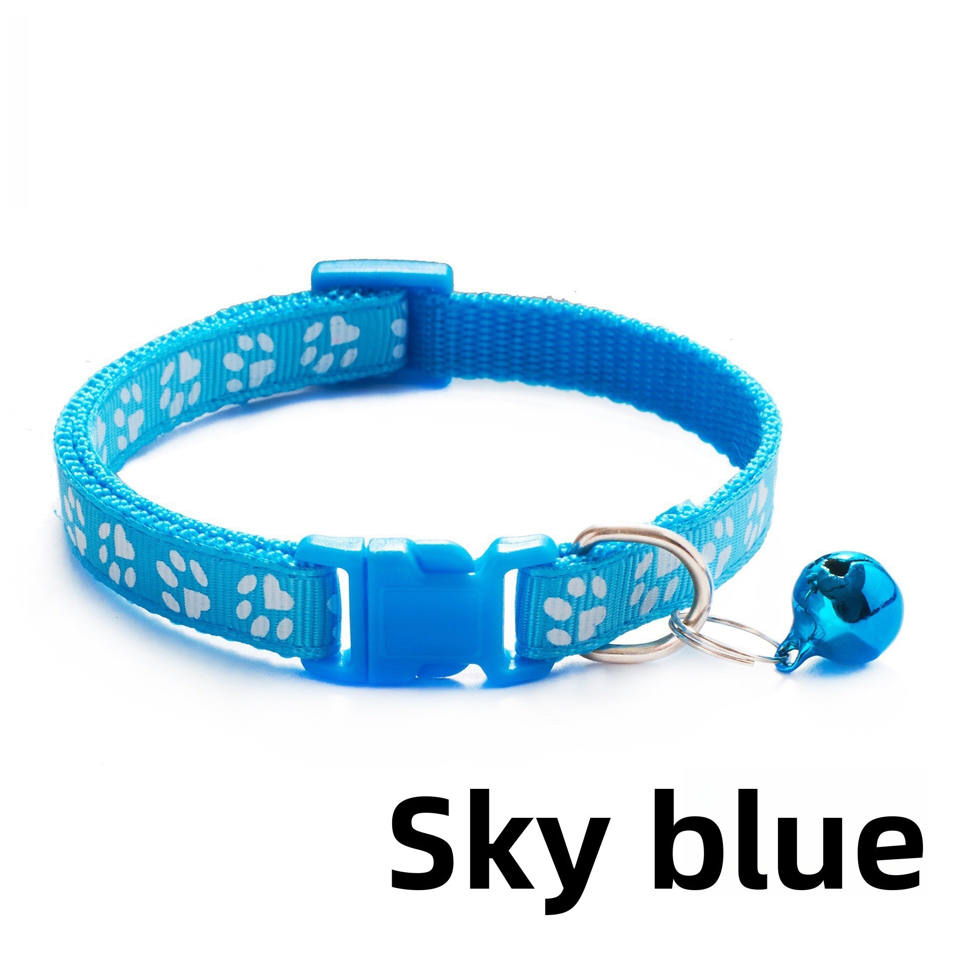 Elastic nylon cat collar with bell and paw print patch, product image 10