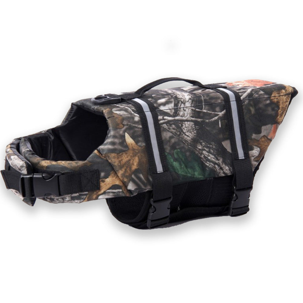 Dog life jacket swim vest with adjustable straps in floral print, view 55