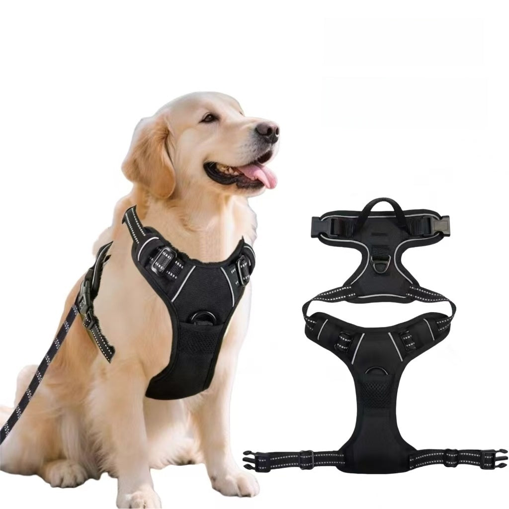 Reflective Oxford cloth dog harness with adjustable straps in red, view 3