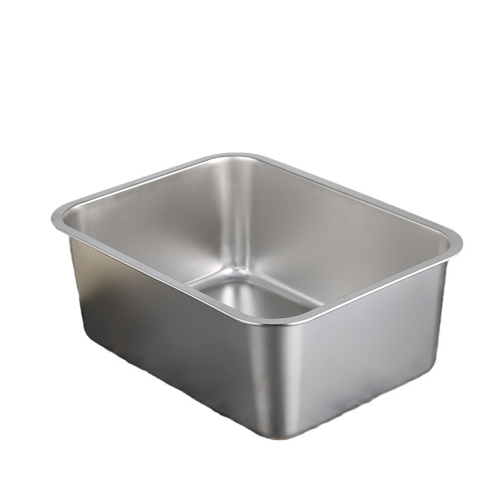 Stainless Steel Open Cat Litter Tray with Anti-Tip Design