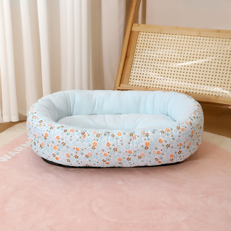 Pink floral soft pet bed for small dogs and cats, photo 13