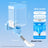 Blue automatic clip on bird water dispenser on cage, view 6