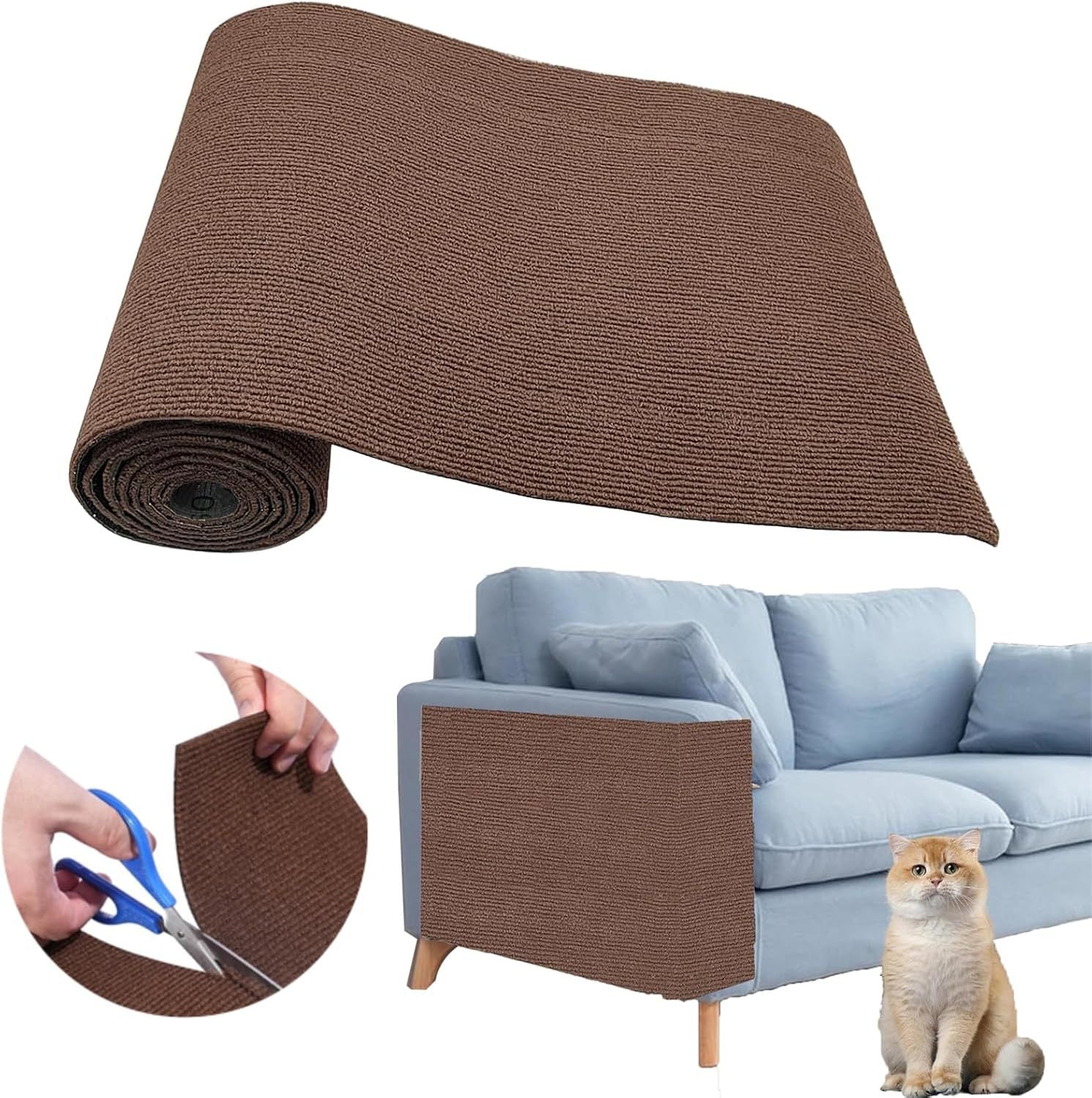 Light grey self-adhesive cat scratching mat for walls, photo 45