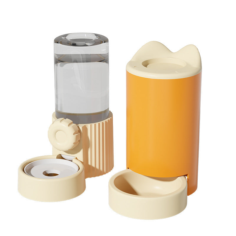 Automatic Gravity Pet Food Feeder and Water Dispenser in Yellow, Blue or Pink with Bell