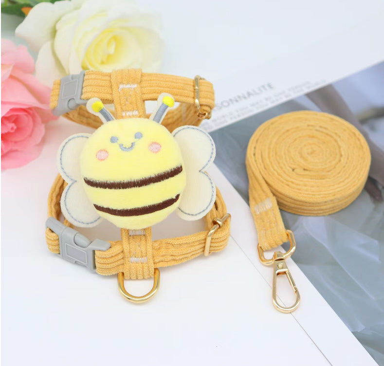 Cute bee print vest harness and lead on a puppy