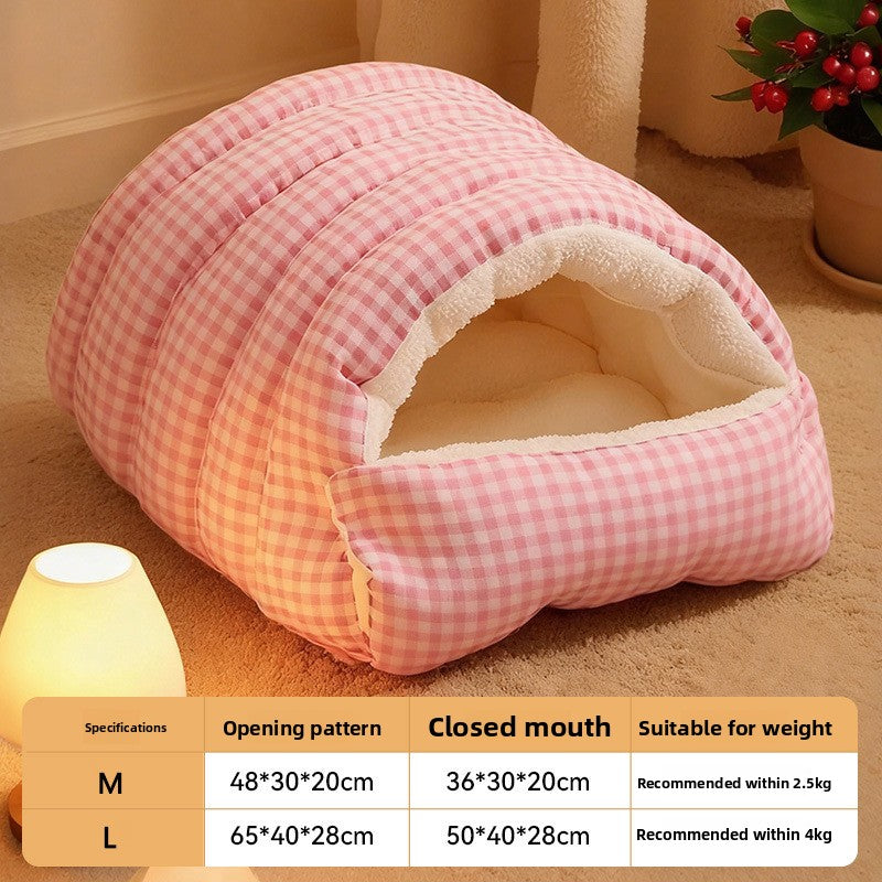 Warm enclosed pet nest and sleeping bag bed, photo 16 of 17