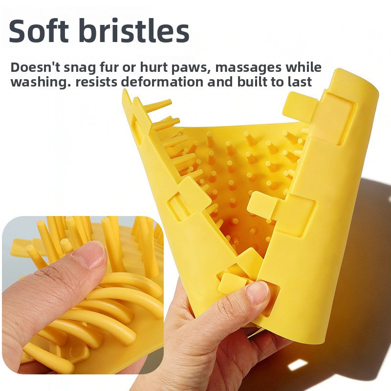 Deep Dog Paw Cleaner Cup with Soft Bristles, Towel Option