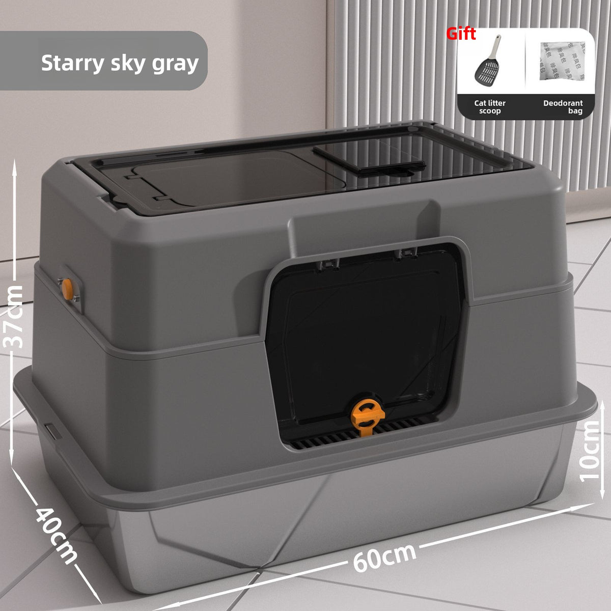 Fully Enclosed Stainless Steel Cat Litter Box, 50cm Wide