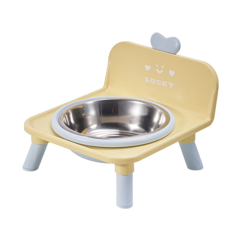 Anti-Spill Square Ceramic Pet Bowl with Raised Stand in Four Light Colours
