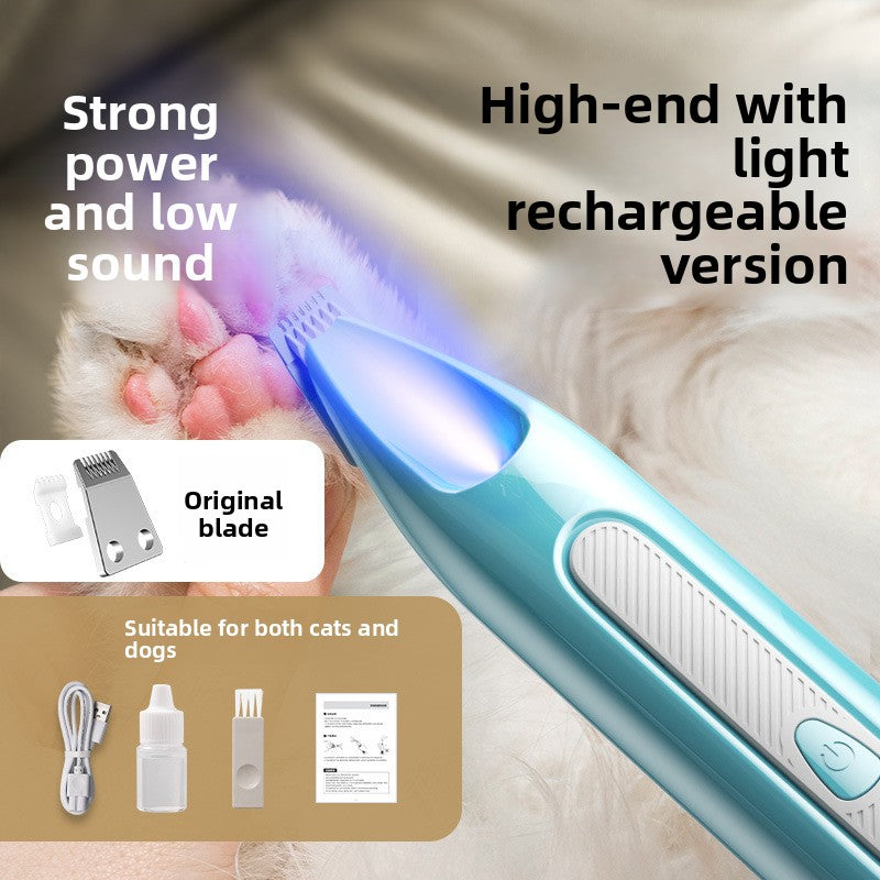 Silent Electric Pet Paw Trimmer with Rounded Blade Tips for Cats and Dogs
